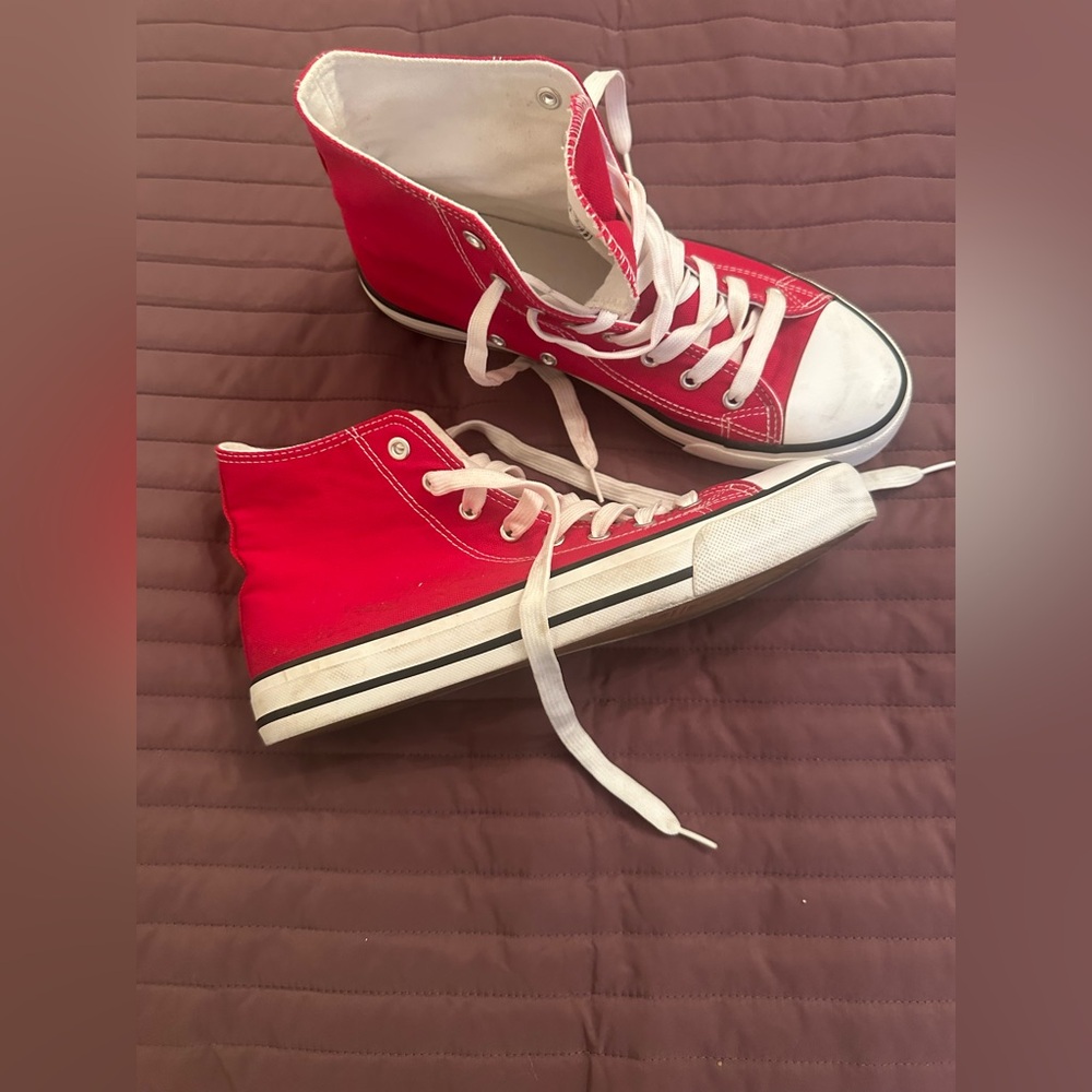 Red High-Top Sneakers - Picture 5 of 7